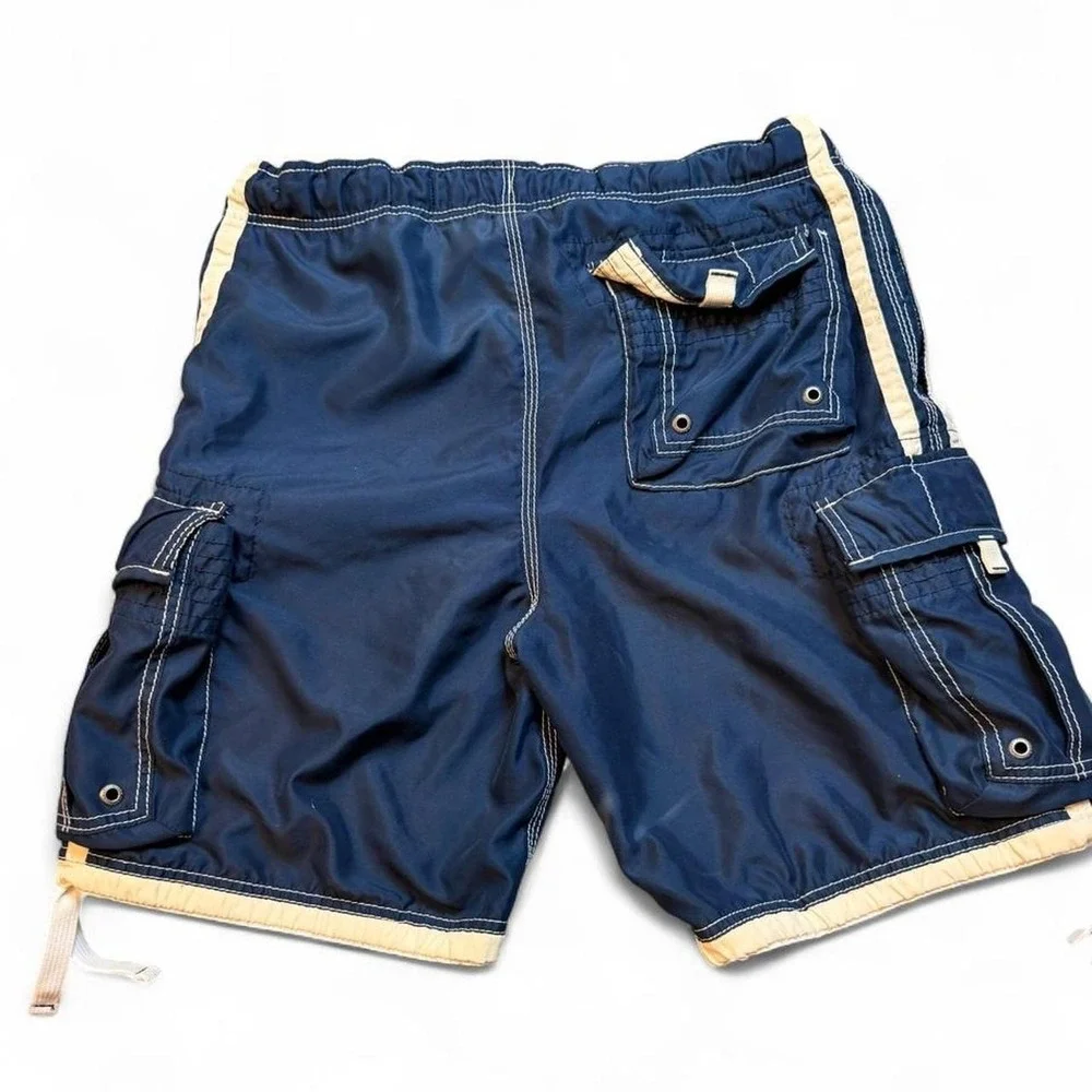 Abercrombie & Fitch Tugger Mens Blue White Stripe Cargo Board Shorts Large Y2K